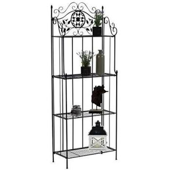 Estantería Plegable de Hierro Flora Negra con 4 Estantes Multiusos