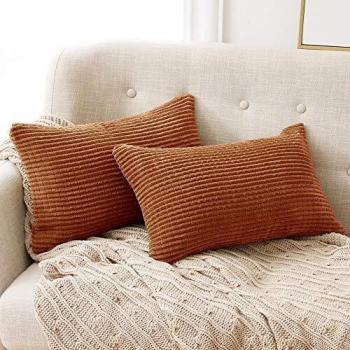 Deconovo Funda de Almohada Decorativa Cuadrado Suave 2 Piezas 30x50cm Rojo Ladrillo