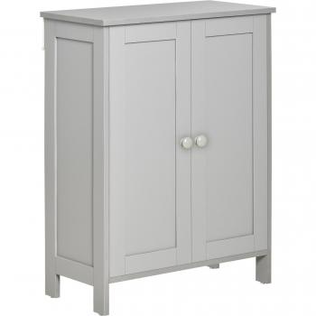 HOMCOM Armario de Baño con 2 Puertas y Estantes Ajustables Mueble Auxiliar Multiuso para Salón, Pasillo, Comedor 60x30x80 cm Gris