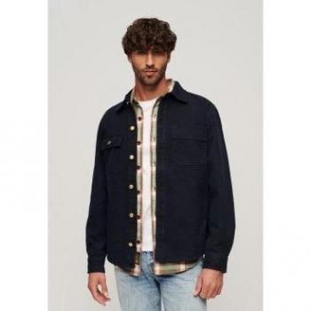 Sobrecamisa de Lona Surplus Superdry para Hombre, Color Marino, Talla XXL, Casual, Manga Larga, Algodón