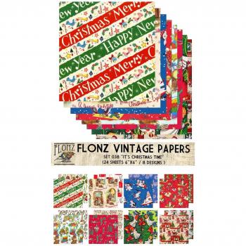 Paper Pack (24sh 6x6) It's Christmas Time FLONZ Vintage Paper for Scrapbooking and Craft