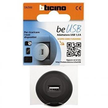Adaptador BTicino USB 1,5A con Enchufe Alemán Color Antracita S3625GU