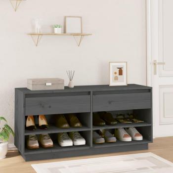 Zapatero de madera maciza de pino gris 110x34x52 cm