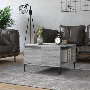 Mesa de centro madera contrachapada 55x55x36,5 cm en colores Blanco, Negro y Gris Sonoma, ideal para salón o comedor, diseño auxiliar y funcional