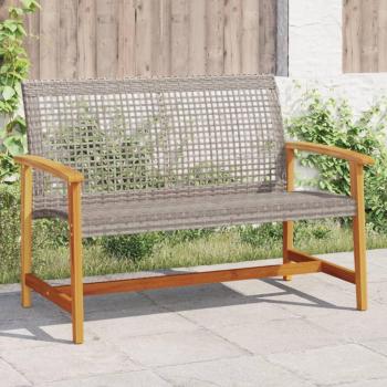 Banco de jardín gris de 112 cm en Polyrattan y madera de acacia Vidaxl