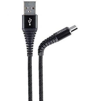 DCU Tecnologic | Cable USB Tipo C | Cable de conexión para móvil/tablet | Conexión USB Tipo C - USB Extra Fuerte | Longitud: 1.5 M | Negro