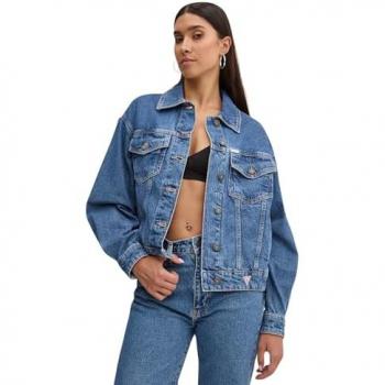 Guess Oversized Blue Denim Trucker Jacket for Women - Sizes XS, S, M, L