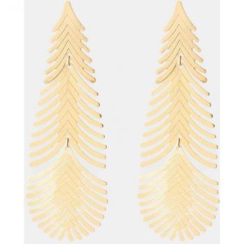 Pendientes maxi hojas Tintoretto - Pendientes de diseño en forma de hoja, elaborados en metal con acabado dorado, tamaño grande para un look llamativo, ideales para ocasiones especiales o uso diario