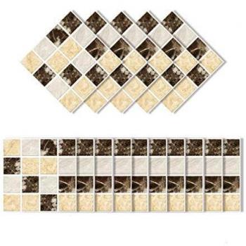 VOSAREA 15 Piezas calcomanías de Pared 3D Autoadhesivas Textura de Roca de Oro Negro patrón de Mosaico Pasta de Pared Adhesivo a Prueba de Agua Pegatinas de Pared para Sala de hogar 10 * 10 cm