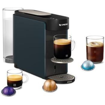 Cafetera de Cápsulas Krups Vertuo Up XN9404, 7 tamaños de taza, Nespresso Smart, Apagado automático, 1.4 L, 1100 W, Tecnología Centrifusion™, Azul océ