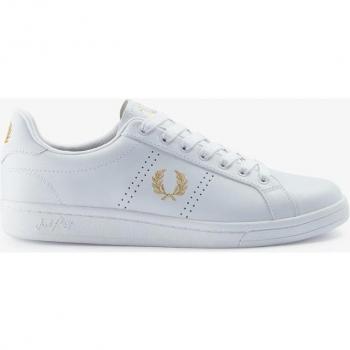 Fred Perry B721 Leather Sneakers Men's White with Gold Logo