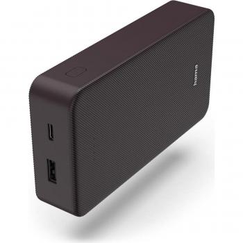 Hama Pack de Carga 20.000 mAh - Batería Externa Polímero de Litio, Carga Rápida, USB A y USB C, Espacioso, Ligero, Pequeño, Color Mor