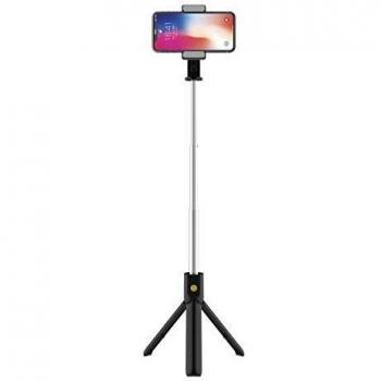 KSIX smart your tech Palo de Selfie, Trípode Extensible 70cm, Control Remoto Bluetooth, Rotación 360º, Negro