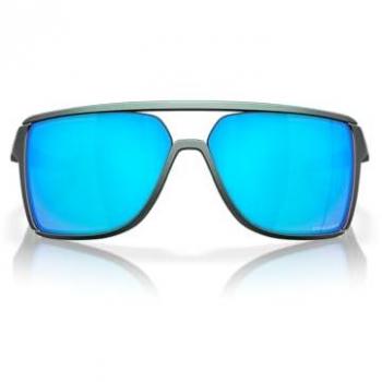 Oakley Castel Matte Silver/Blue Colorshift Sunglasses with Prizm Sapphire Lens - Unisex, Size 63 MM