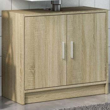 Gabinete de lavabo de roble Sonoma 63x29x55 cm madera multicapa marrón