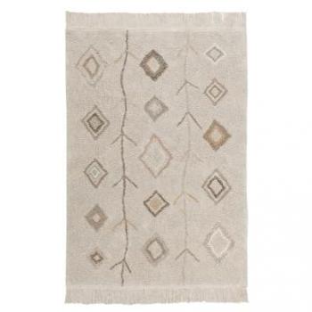 Alfombra Lavable de Algodón Kaarol Tierra 140x200 cm - Beige y Colores Naturales