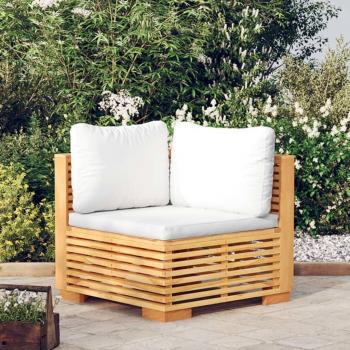 vidaXL Garden Corner Sofa with Cream Cushions Solid Teak Wood
