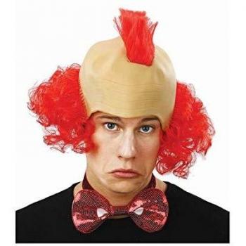 Calva de Payaso con pelo y cresta rojo