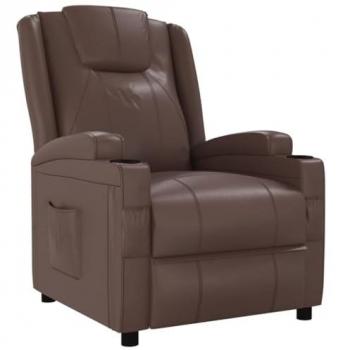 Sillón reclinable de cuero sintético marrón Vidaxl Marrón