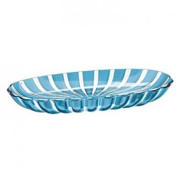 Bandeja de servicio ovalada en eco-plástico turquesa con diseño moderno Dolcevita 19x38 cm