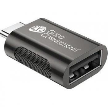 Adaptador USB-C 3.2 Gen.1 Macho a USB-A Hembra, Carcasa de Metal Galvanizado, Antracita