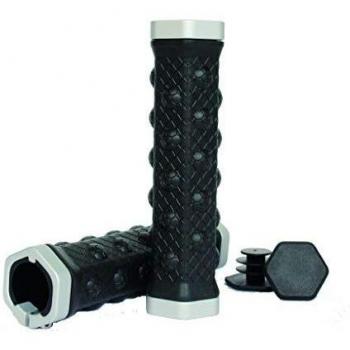 RYMEBIKES Puño para bicis Cierre Hexagonal - Liso - Plata