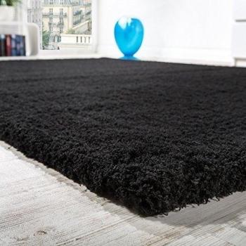 Alfombra Shaggy Micropoliéster Salón Elegante Resistente Pelo Largo En Negro, Grösse:80x300 cm