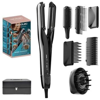 Cecotec Plancha de Pelo AirLisse 6in1 Premium con Motor Brushless, 112000 RPM, Función Plasma, 6 Accesorios y Estuche de Cuero