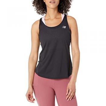 New Balance Camiseta Sin Mangas Impact Run para mujer WT21260, color negro, talla S, tipo casual y deportivo, adecuado para multideporte, fabricada en poliéster reciclado