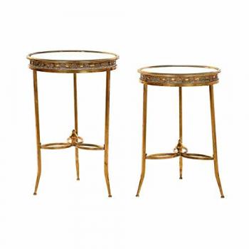 Juego de 2 Mesitas DKD Home Decor Espejo Dorado Metal Oriental 40 x 40 x 61 cm