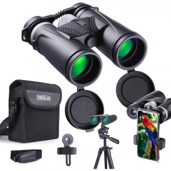 Binoculares Profesionales,TACKLIFE MBC02 10 x 42,Lentes Multicapa Prisma BAK-4, Revestimiento Verde 97M / 1000M, Adecuado para Viajes al Aire Libre, observación de Aves, Adaptador para Smartphone