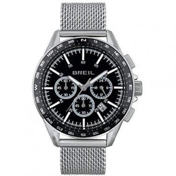 Reloj Breil Hombre Rugged Cronógrafo Cuarzo Dial Negro Malla Acero Plata TW1891