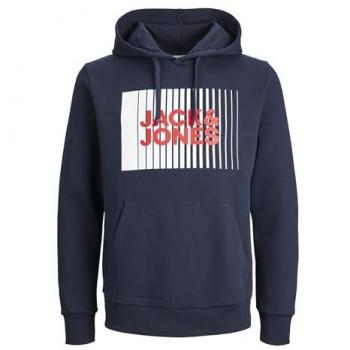 Jack & Jones Plus Size Logo Hoodie for Men - Navy Blazer 8XL