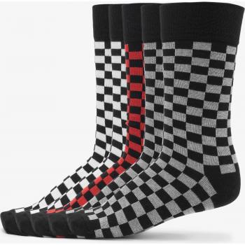 Urban Classics 5-Pack Checkered Socks - Black/Heather Grey/White - EU Size 39-42 - Cotton Blend