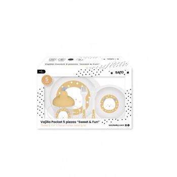 Vajilla Pocket 5 Pzas PP Sweet&Fun Mostaza para Microondas