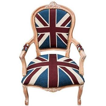 Sillón Tapizado Estilo Francés Luis XVI en Madera Maciza de Haya con Apoyabrazos - 100x65x63 cm