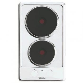 Domino Eléctrico Glem GT320WH - Placa de Cocción Blanca 2 Zonas 3500W 29cm