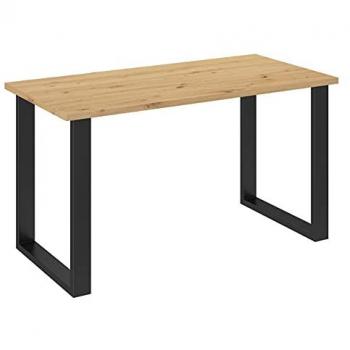 Mesa Tucson 136, Aglomerado Laminado Roble Artisan + Negro, Metal, 138 x 67 x 75cm