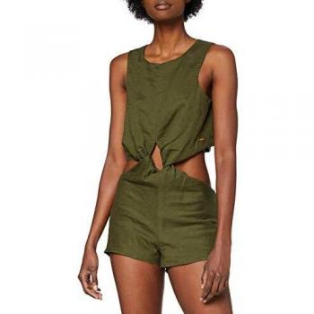 Calvin Klein Cut out Romper Salida de Bao, Verde Oliva, L para Mujer
