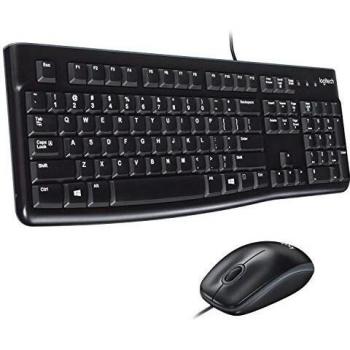 Logitech MK120 Wired Keyboard and Mouse Combo for Windows, QWERTY US International Layout - Black