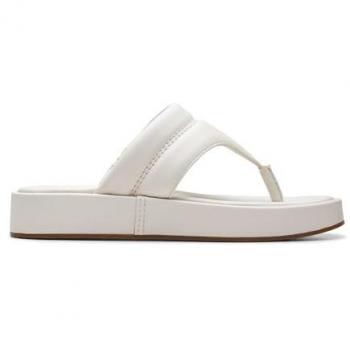 Clarks Alda Walk Off White Leather Women's Flip Flops