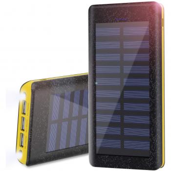 Wiswan Batería Externa Power Bank 24000mAh, Cargador Solar Puerto de Alta Velocidad, 2 LED Ligeros, Total 5A Puertos de Carga USB para iPhone, iPad, Samsung, androide y Otros Dispositivos