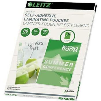 Bolsas de Plastificación Dorso Adhesivo Leitz A4 80 Micras 100 Unidades