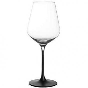 Villeroy & Boch Manufacture Rock Set de 4 Copas de Vino Blanco de Cristal 380 ml con Tallo Negro, Apta para Lavavajillas