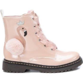 Xti Kids - Botines para Niña en Charol Nude con Cremallera y Detalle de Corona Flamenco Lateral