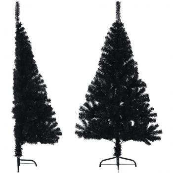 vidaXL Artificial Half Christmas Tree with Stand Black 120 cm PVC