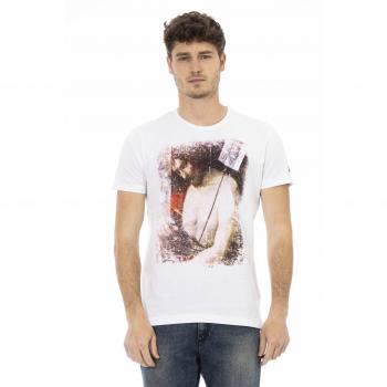Trussardi Action White Cotton T-Shirt - XL, Male, Round Neck, Front Print