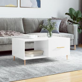 Mesa de centro vidaXL madera contrachapada blanco brillo 90x50x40 cm, color blanco y negro, para salón, comedor o auxiliar