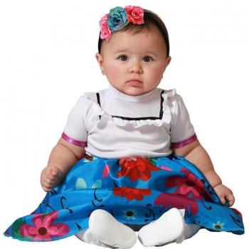 Atosa Disfraz de Colombiana blanca y azul floral para bebé