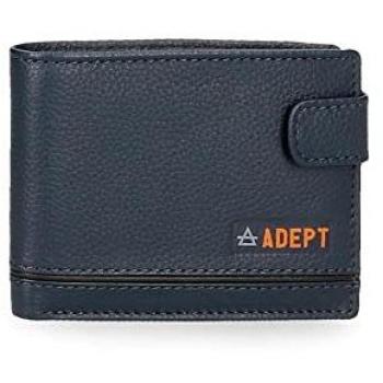 Cartera Horizontal Adept Kurt Azul Piel con Cierre de Clic - 11x8,5x1 cm